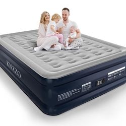 Queen Air Mattress with Built-in Pump, 18" Top Inflatable Mattress