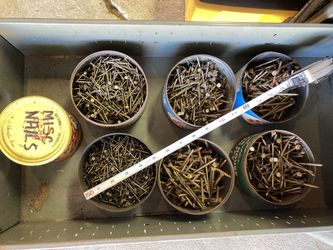 Carpentry Nails Misc Lot (Unused Like New) (14 Containers 3-4# Each)(Both Steel And Copper Plated Steel) (approx40-50#) (Make Offer)