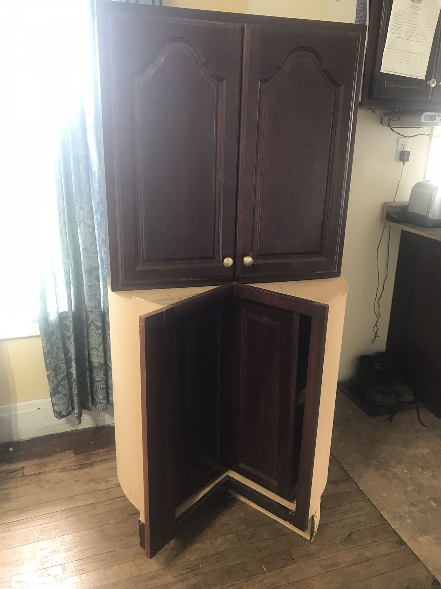 Cherry Oak Lazy Susan and cabinet