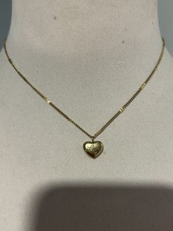 gold-tone heart pendant necklace featuring a distinct bar-and-ball chain design S -Steel