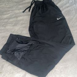 Nike Vintage Mens Nylon / Track Pants Size Small Y2K Black Zipper Pockets Lined