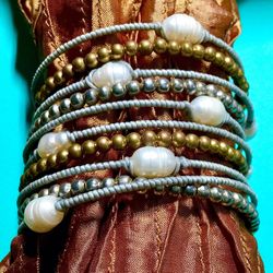 New Pearl, Bead, And Woven Bracelet
