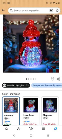 New In Box Prismatic Iridesent Light Up Snowman $20