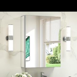 20X26 Mirrored Medicine Cabinet Wall Mounted,Full-Overlay Mirrors with Storage A