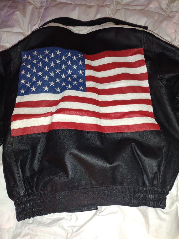 USA leather bomber jacket Size L