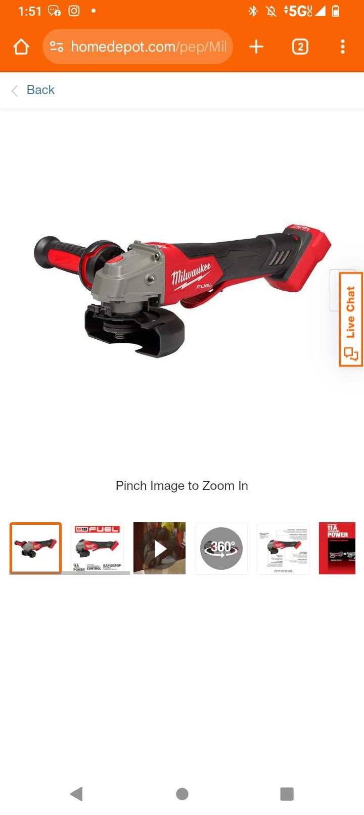 Milwaukee M18 Fuel Angel Grinder Rapid Stop