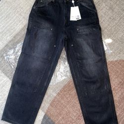 Supreme MM6 Maison Margiela Foil Double Knee Painter Pant Black. Size 30