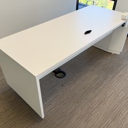 7'x30" Linak White Height Adjustable Office Desk
