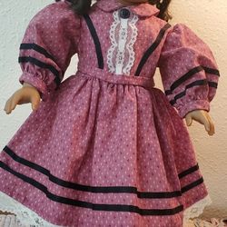 Old-fashioned Calico Dress Hand-made American Girl Style Doll, fits 18 inch Doll 