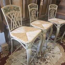 Very Nice Three Matching Barstools. Those are heavy and sturdy furniture . Each barstool is 30" tall, 17" depth and 18.5" wide. Asking $275 for all 3.