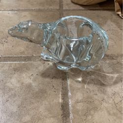 indiana glass polar bear votive candle holder paper weight figurine