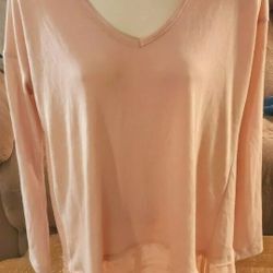 Woman's Cloud Chaser Peach Sheer Top / Blouse. Lace Bottom Size M