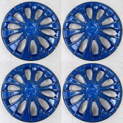 Black and blue hubcaps 15” wheel rim covers 4pcs universal fit polveras tapas de rin  Fits Toyota honda hiunday Kia Volkswagen Chevy ford Nissan scion