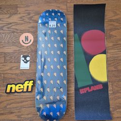 Rare Pizza Skateboard 8.25 in Shrink w Plan B Grip and Stickers The hook up!!!