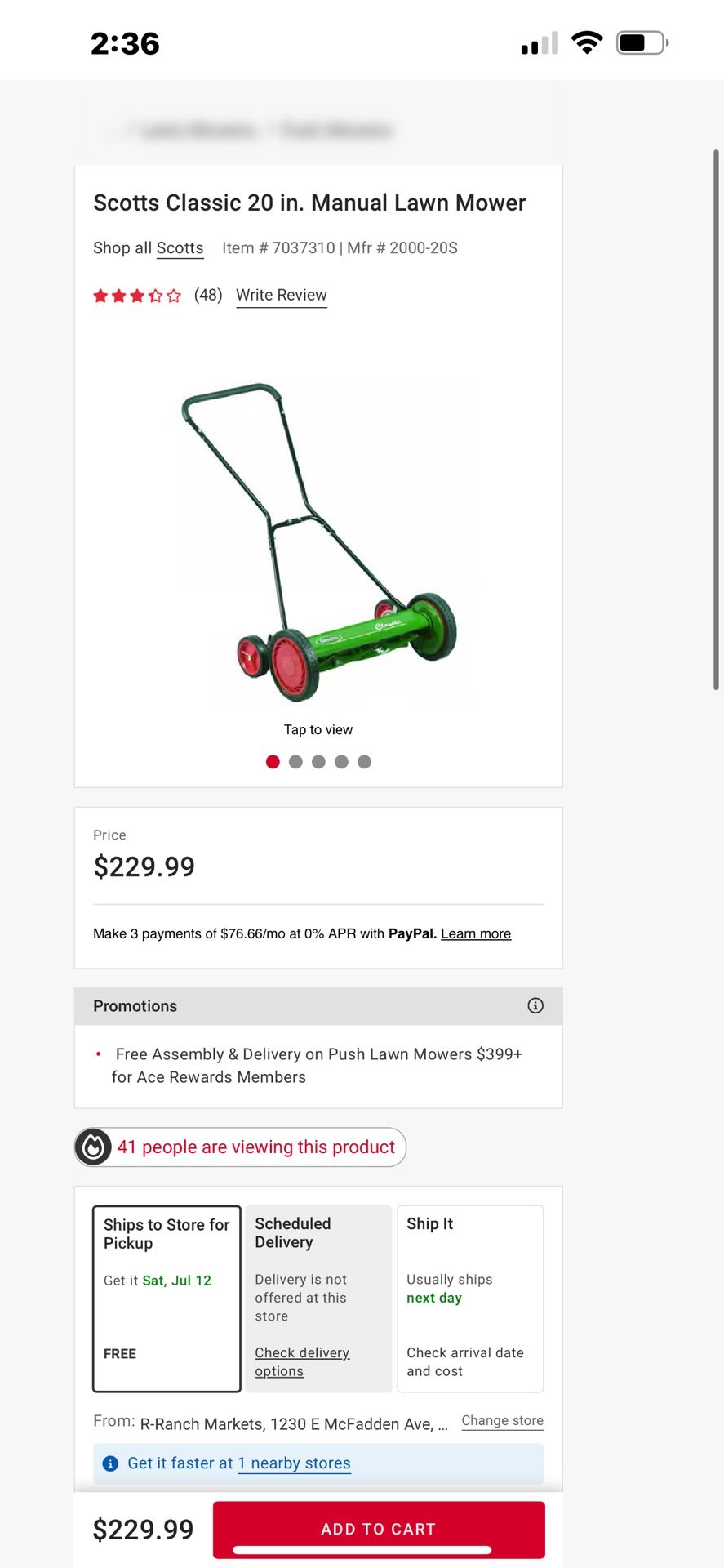 Manual Walk Lawn Mower