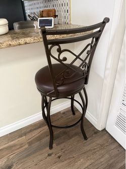 Set of 3 Swivel Bar Stools - 30” Bar Height - Bronze/Brown