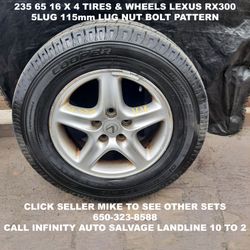 235 65 16 X 4 Tires & Wheels Off Lexus RX300 With 5lug 115mm Lug Nut Bolt Pattern.
