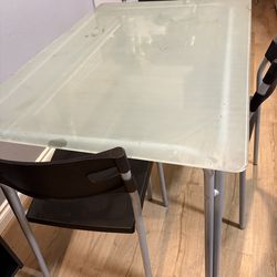 Frosted glass table and 4 chairs
