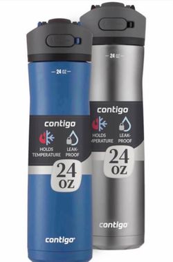 24oz Insulated AUTOSPOUT Water Bottles – Set of 2 – Leak Proof