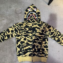 yellow camo bape hoodie