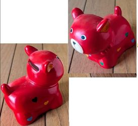 wooden puppy piggy bank