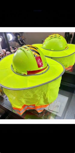 Hi-Vis Hard Hat with Sun Shield long sleeve shirts face mask straws hats