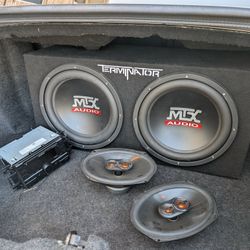 Kenwood Bluetooth Radio, MTX 12' SUBS 400W BOSE 1500W  AMP AND 2 JBL-HARMAN 6X9 300W