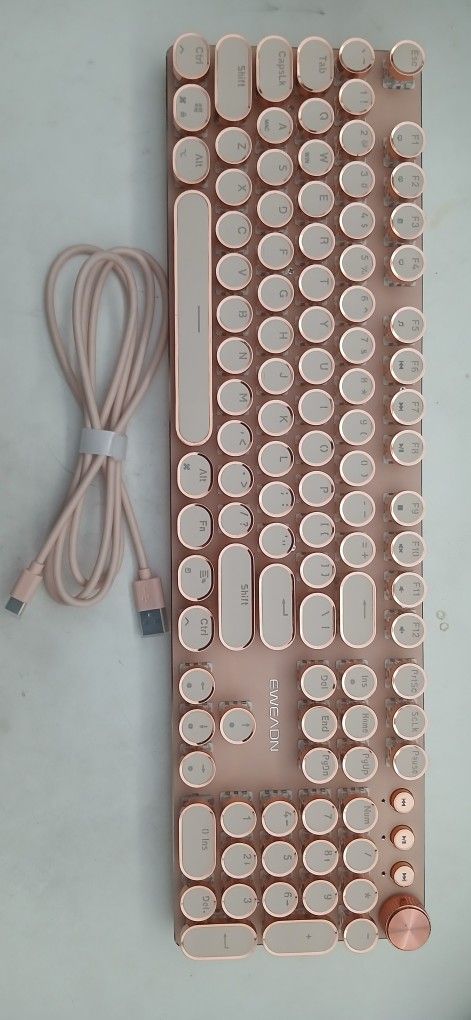 Rose Gold Typewriter Style Mechanical Gaming Keyboard