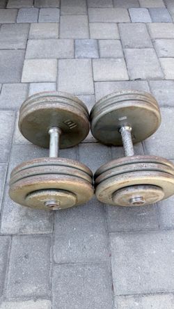 Pair of 65 pound Ivanko pro style dumbbells