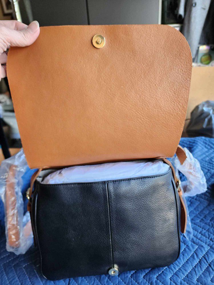 Black & Tan Crossbody Shoulder Bag