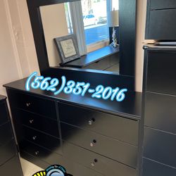 Black Eight Drawer Dresser With Mirror Chest Nueva Cajonera