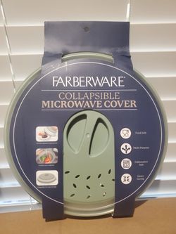 NEW Farberware Collapsible Microwave Cover/Splatter Guard Sage Green BPA Free