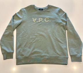A.P.C. Logo Crewneck Sweatshirt, Green, Men's Size Large