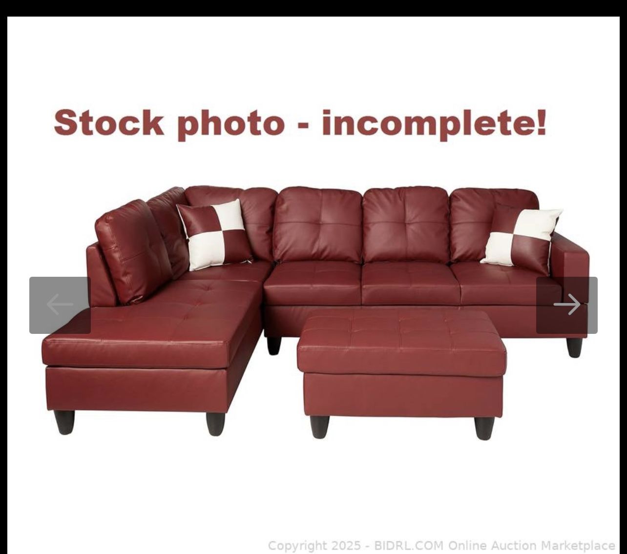 Beverly Fine Furniture Russes Sectional Sofa Piece Red