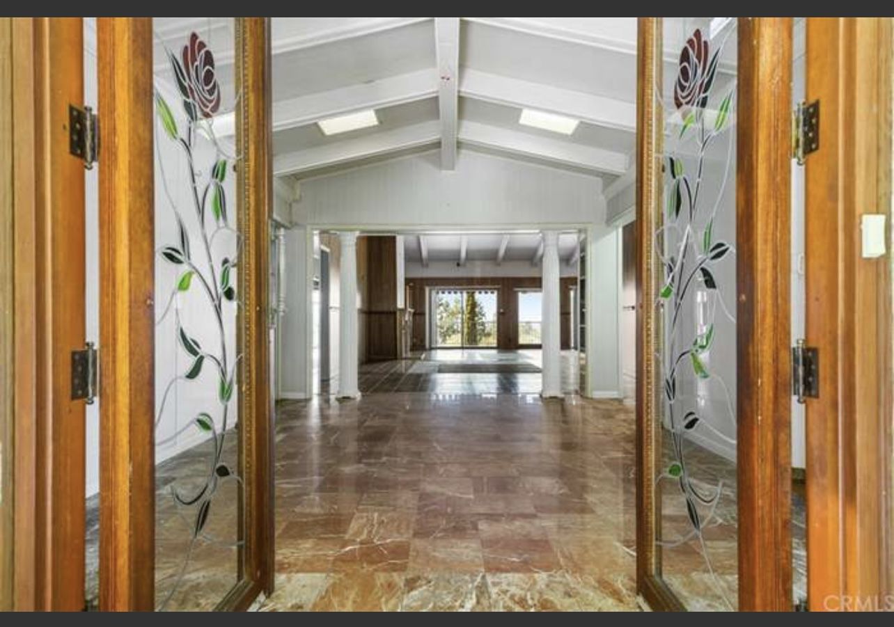 Antique Rose  Stained Glass Entry Exterior Doors 