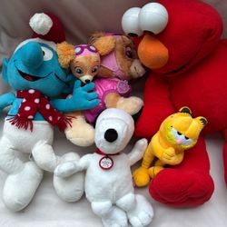 Collection Of: Paw Patrol (Sky), Garfield,  Snoopy, Elmo, And Smurf.