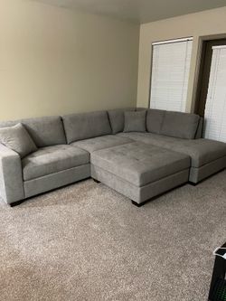 Grey Polyester Sectional Sofa