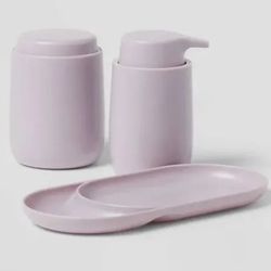 2 x Bath Sets w/soap tray/pump/canister