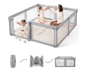 Extra Large Folding Playpen - Gray