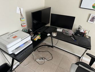 Glass L Shaped Desk