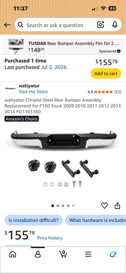 2009-2014 Ford F150 Steel Chrome Bumper