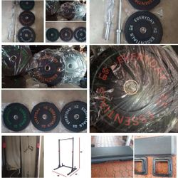 Bumper Weight Plates, Olympic Bar, Curl Bar, Weight Station Rack, Step Platform 