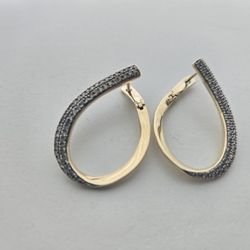 14k gold and diamonds earrings set pair of jewelry