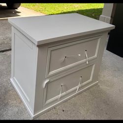 Brand New!! White Two-Drawer Side Table