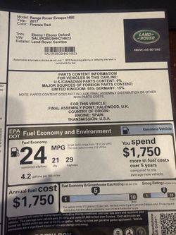 2017 Range Rover Evoque HSE