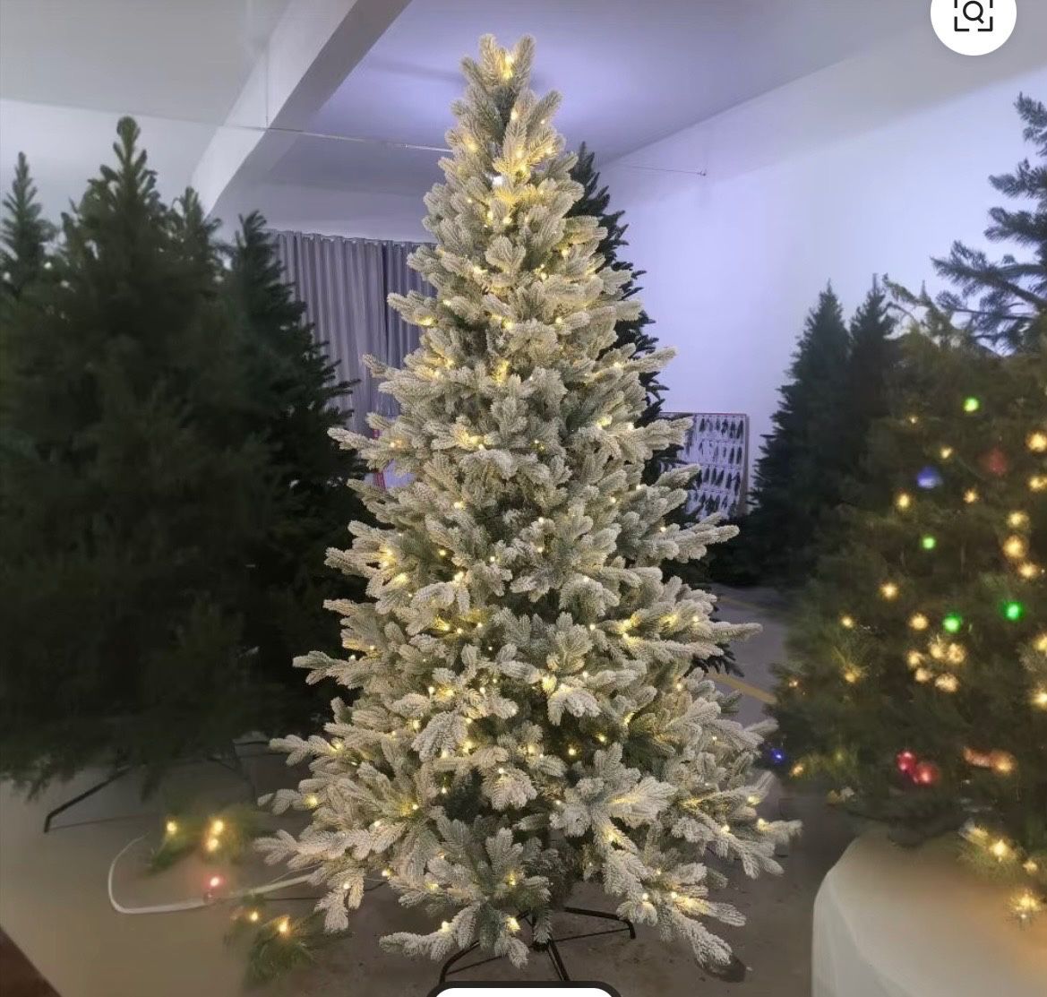 6.5 ft. Festive Mixed Pine Flocked LED Pre-Lit Artificial Christmas Tree Warm Fairy Lights New/Box