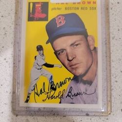 Signed 1954 Topps Baseball #172 Hal Brown Boston red Sox
