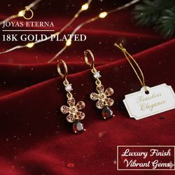 Floral Drop Earrings - 18K Gold Plated