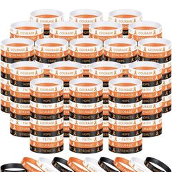 Orange Ribbon Awareness Bracelets Bulk for Leukemia Kidney Cancer ADHD, Unisex Silicone