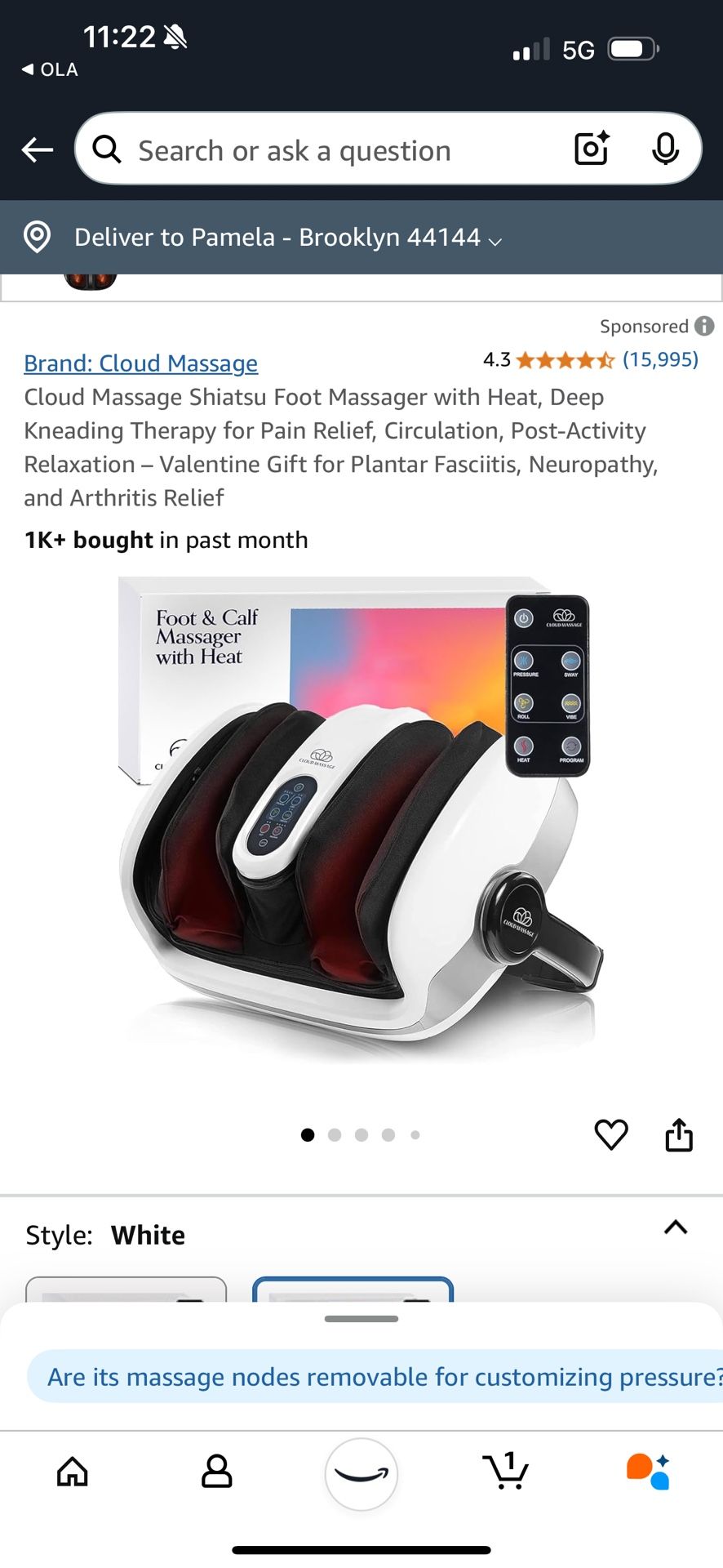 Cloud Massage Shiatsu foot Massager w/heat
